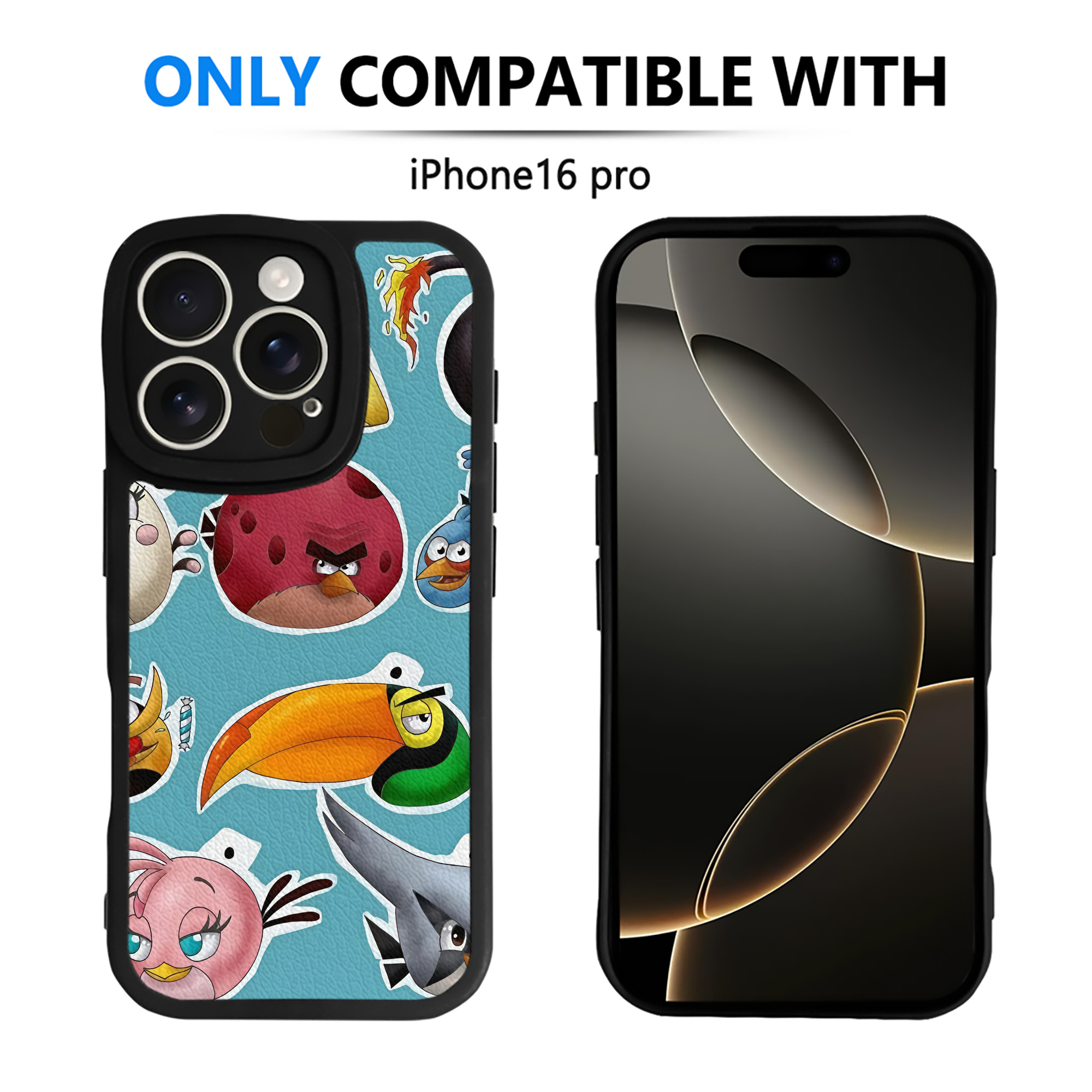 （画像用） Angry Birds アングリーバード 【iPhone 16シリーズ対応】シリコンスマホケース（レザー調） 材質：シリコン